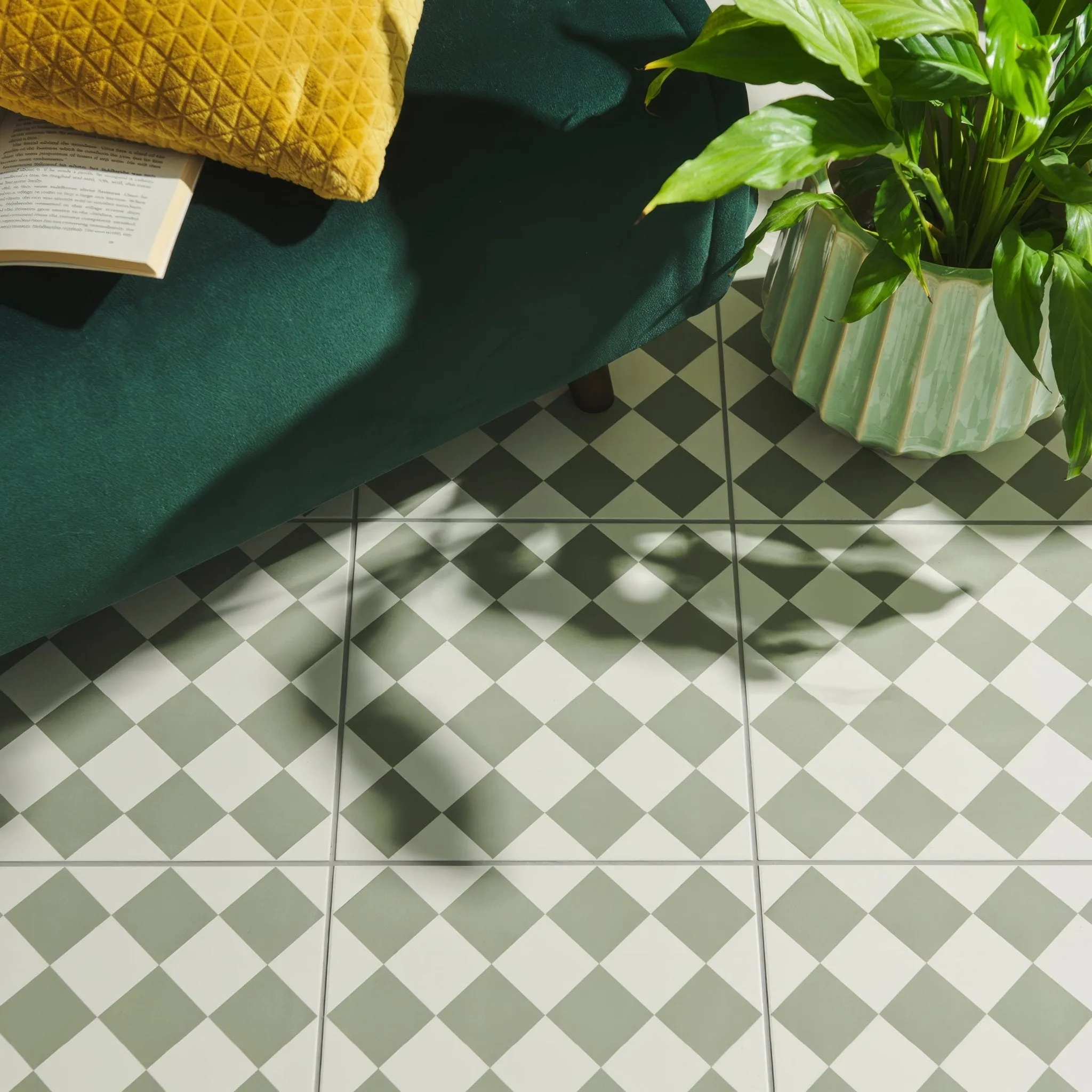 Harlequin Small Green on Chalk