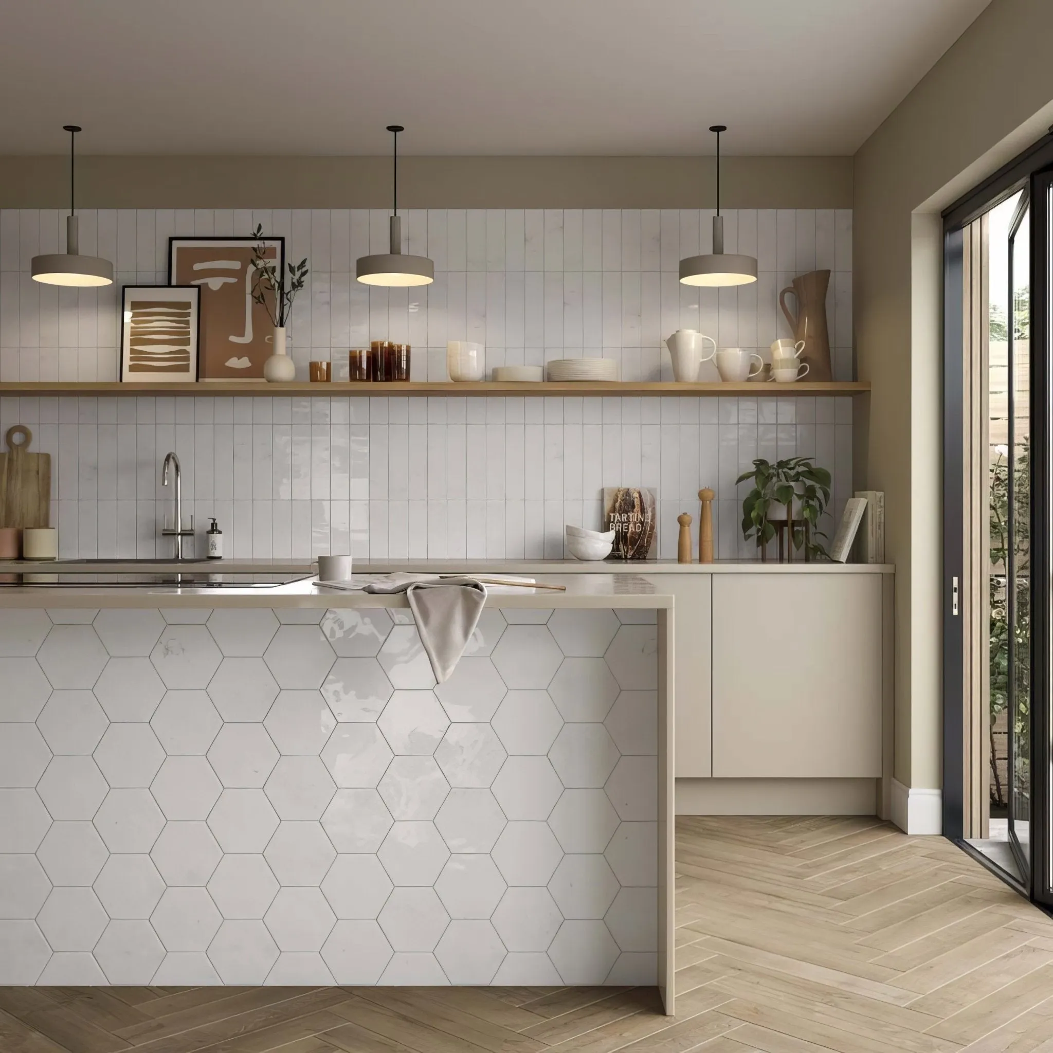 Hope White Hexagon Gloss Ceramic Wall