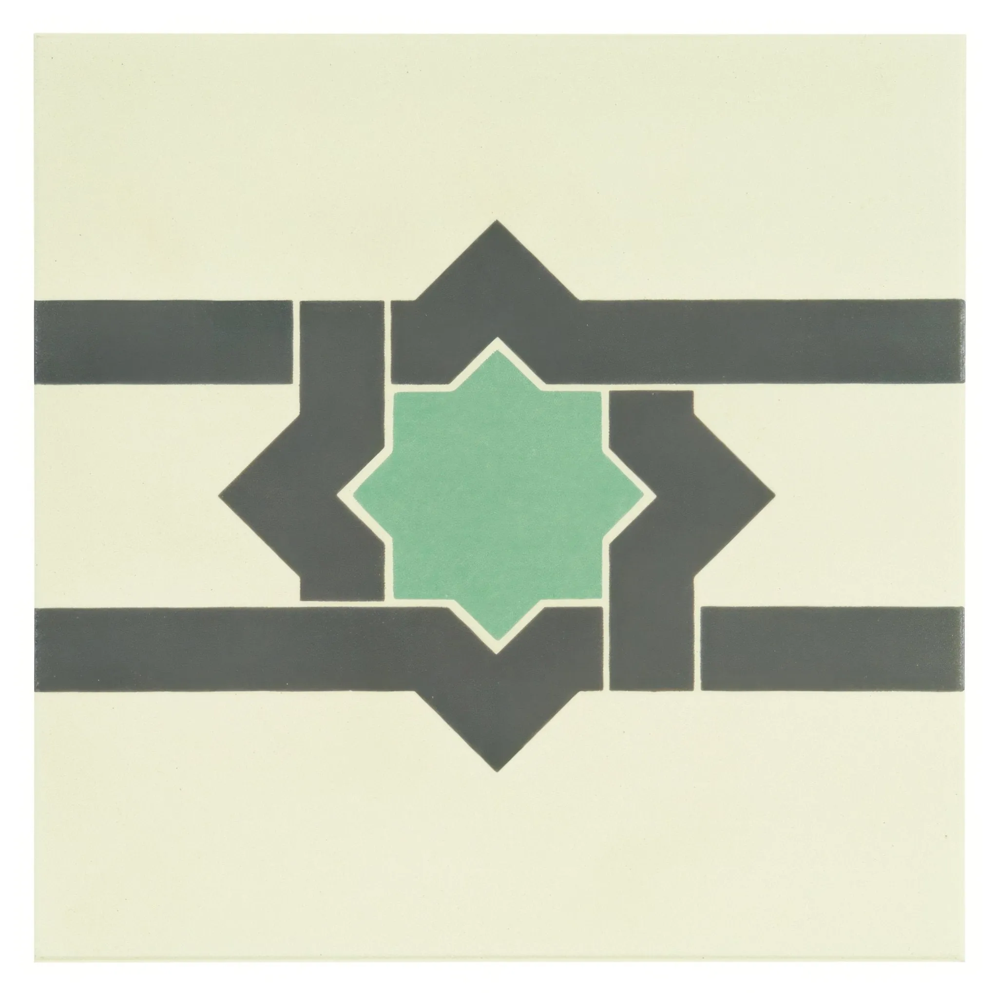 Iberian Border Dark Grey and Dark Jade on White