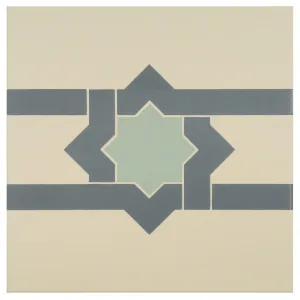 Iberian Border Denim and Light Jade on White