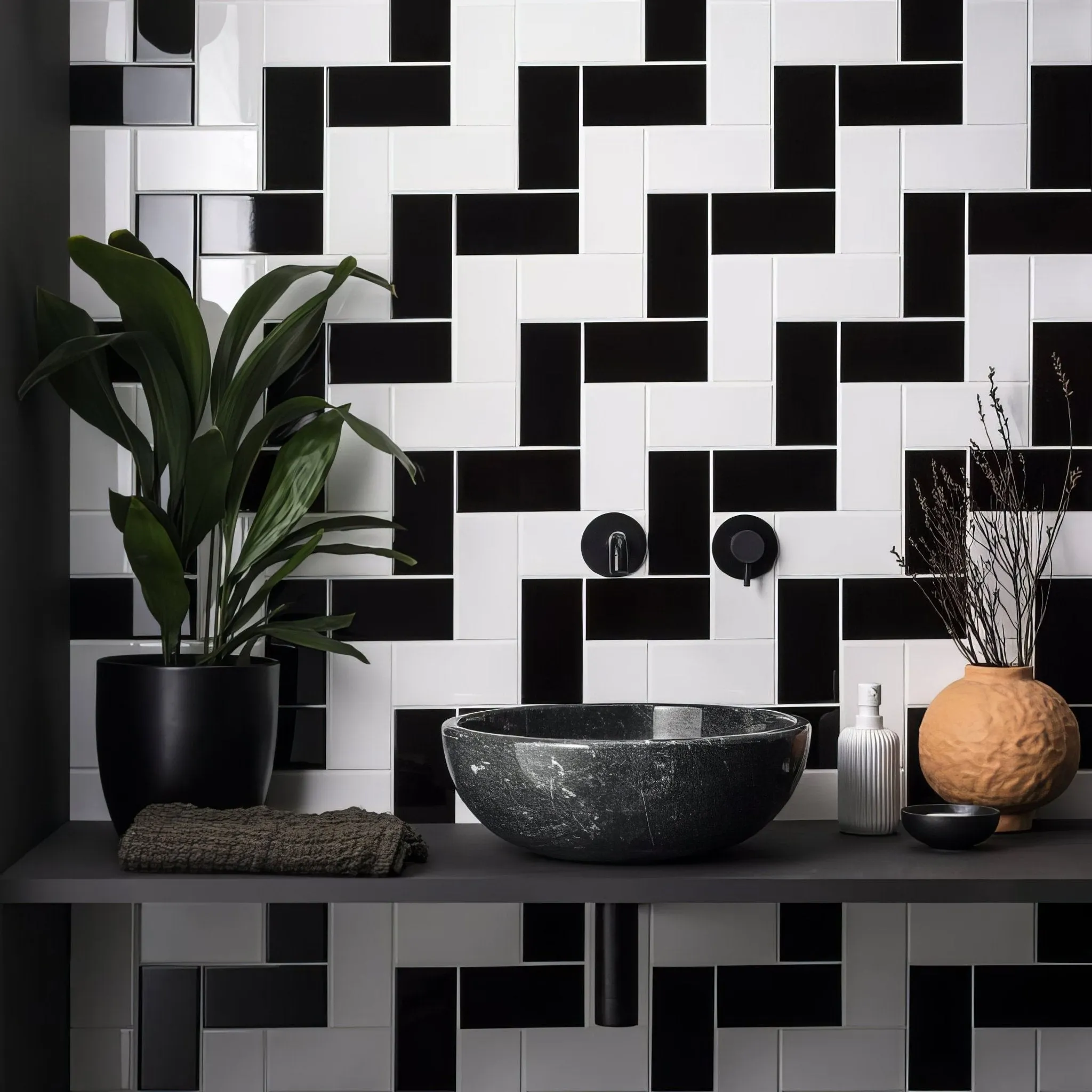 Jet Black Half Tile