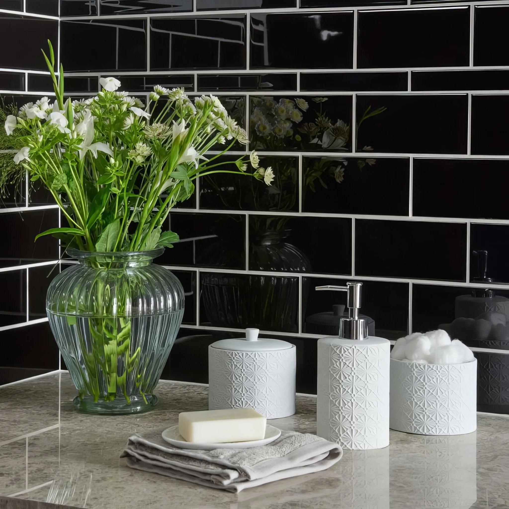 Jet Black Half Tile