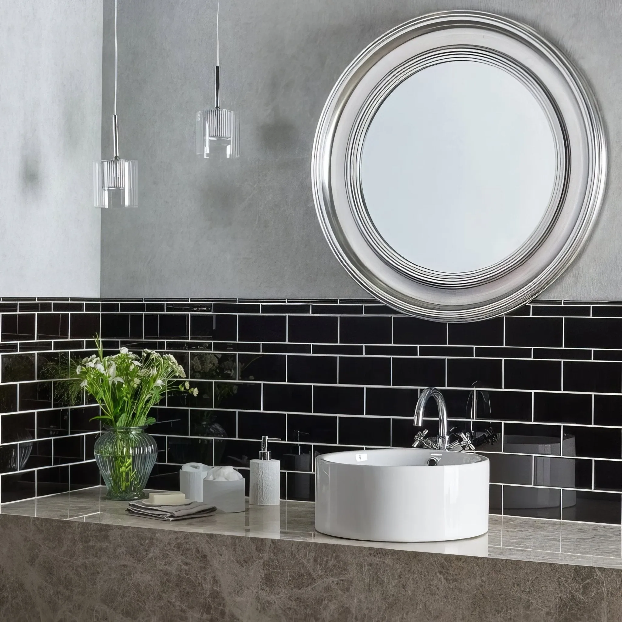Jet Black Half Tile