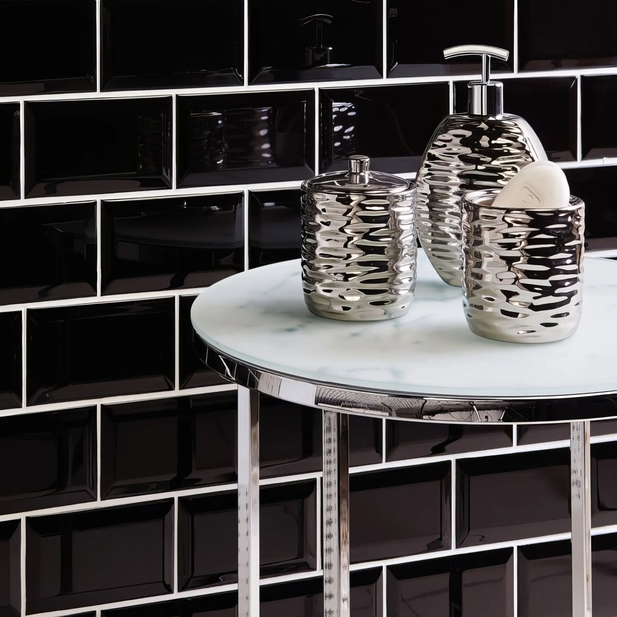 Jet Black Metro Bevelled Tile