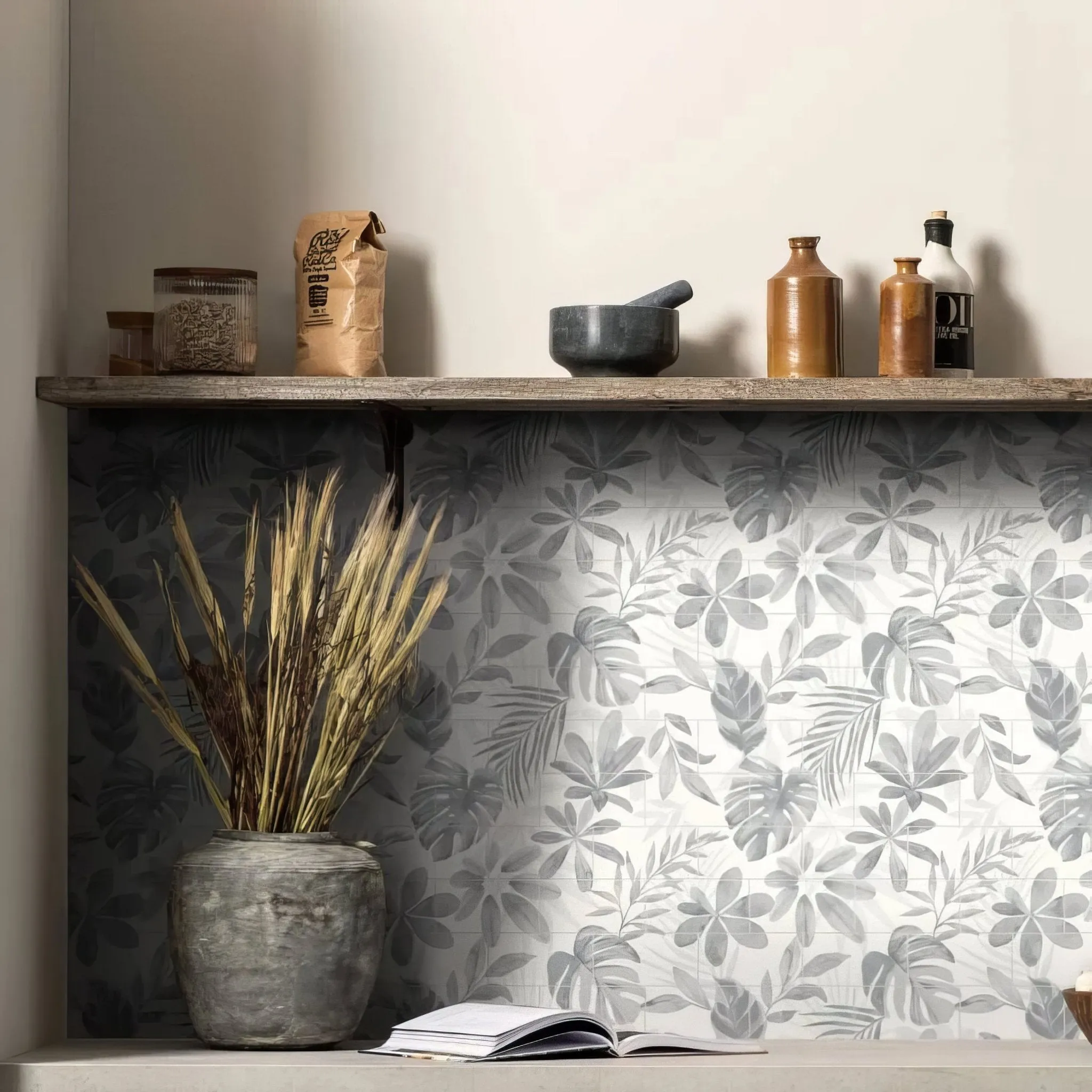 Jungle Grove Blue 18 Tile Panel