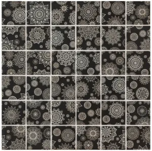 Kaleidoscope Black and White Recycled Glass