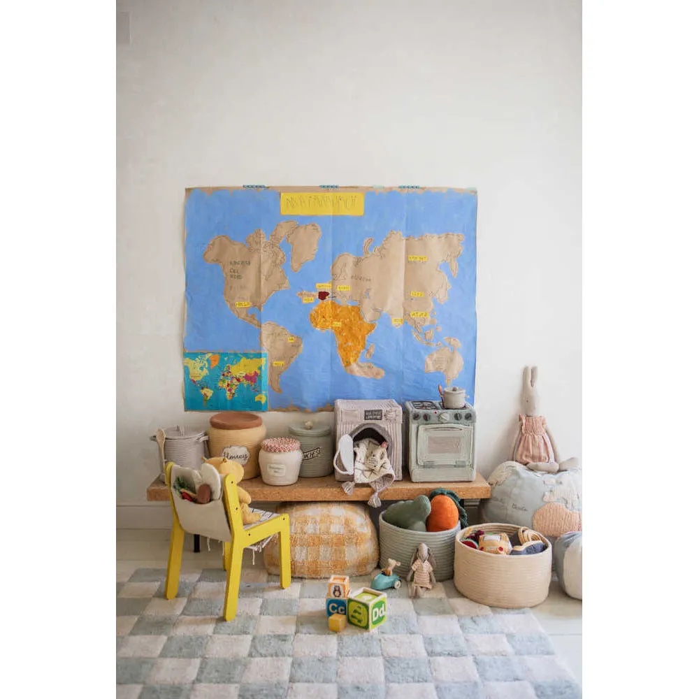 Lorena Canals Kitchen Tiles Blue Sage Machine Washable Cotton Rug - 120x160cm (Pre-Order; Est. Delivery in 4-8 Weeks)
