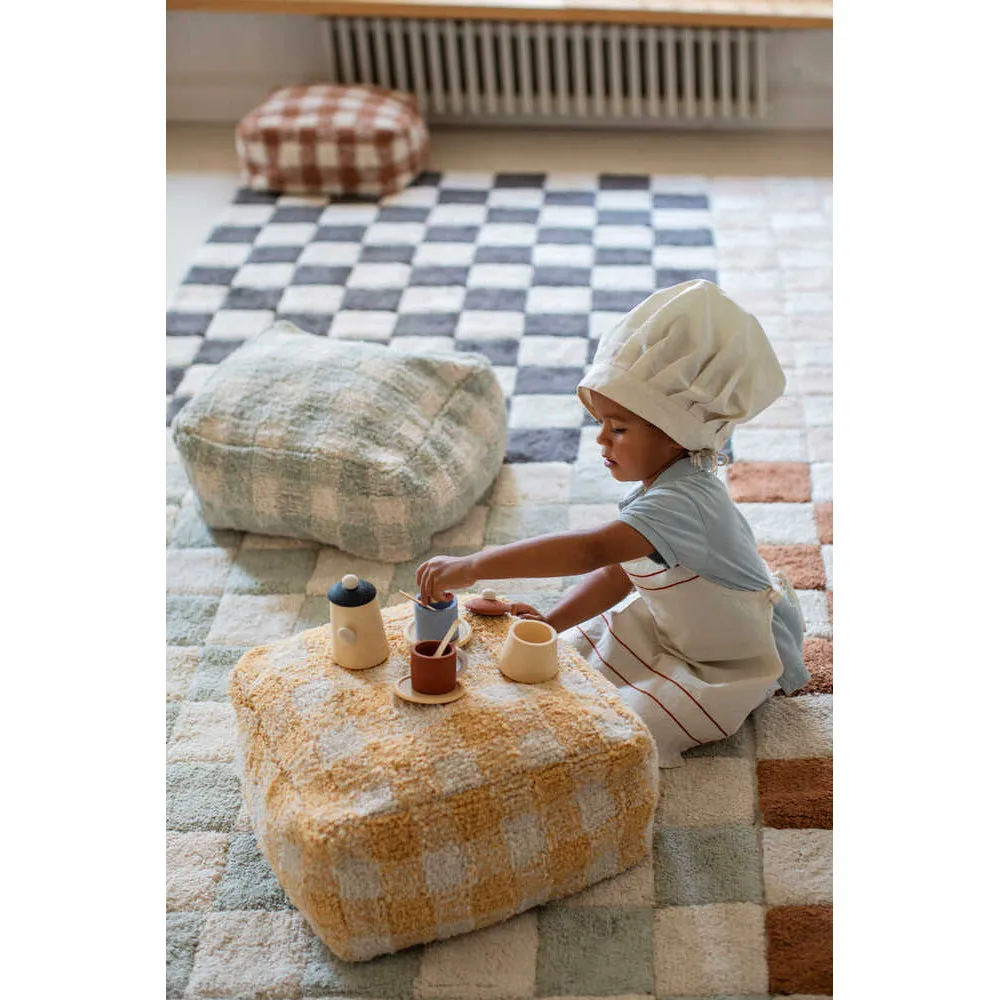 Lorena Canals Kitchen Tiles Blue Sage Machine Washable Cotton Rug - 120x160cm (Pre-Order; Est. Delivery in 4-8 Weeks)