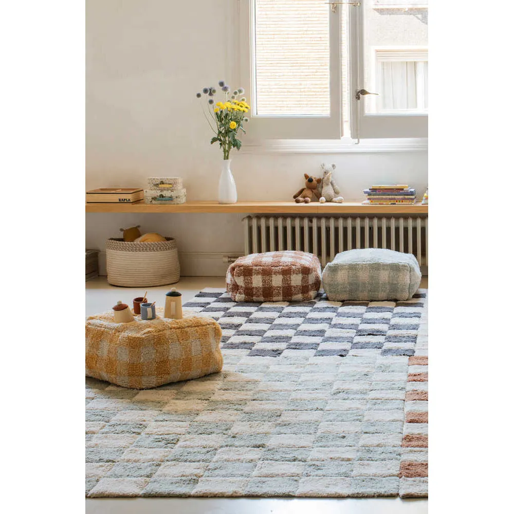 Lorena Canals Kitchen Tiles Blue Sage Machine Washable Cotton Rug - 120x160cm (Pre-Order; Est. Delivery in 4-8 Weeks)
