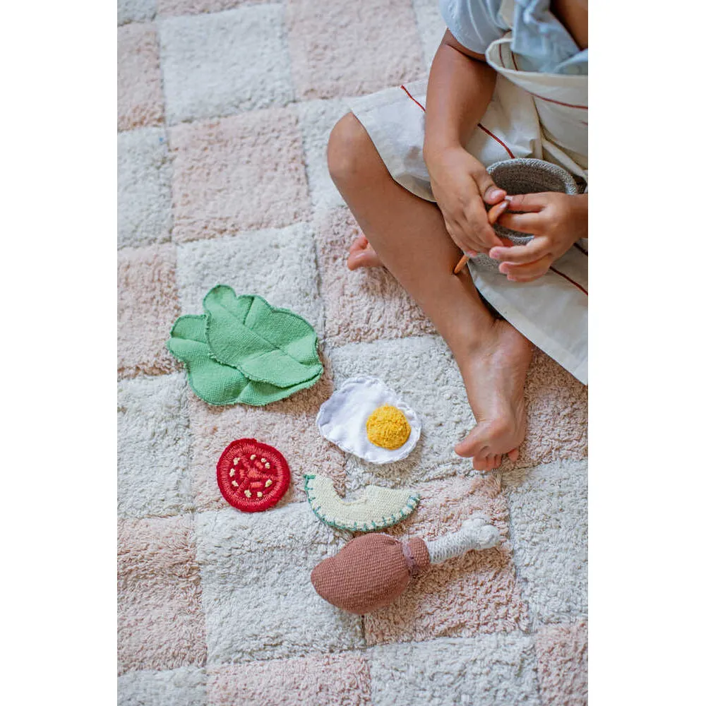Lorena Canals Kitchen Tiles Rose Machine Washable Cotton Rug - 120x160cm (Online Exclusive)