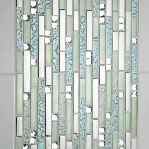 Lush Pearlescent Glass, Metal & Mirror Mix Random Mosaic