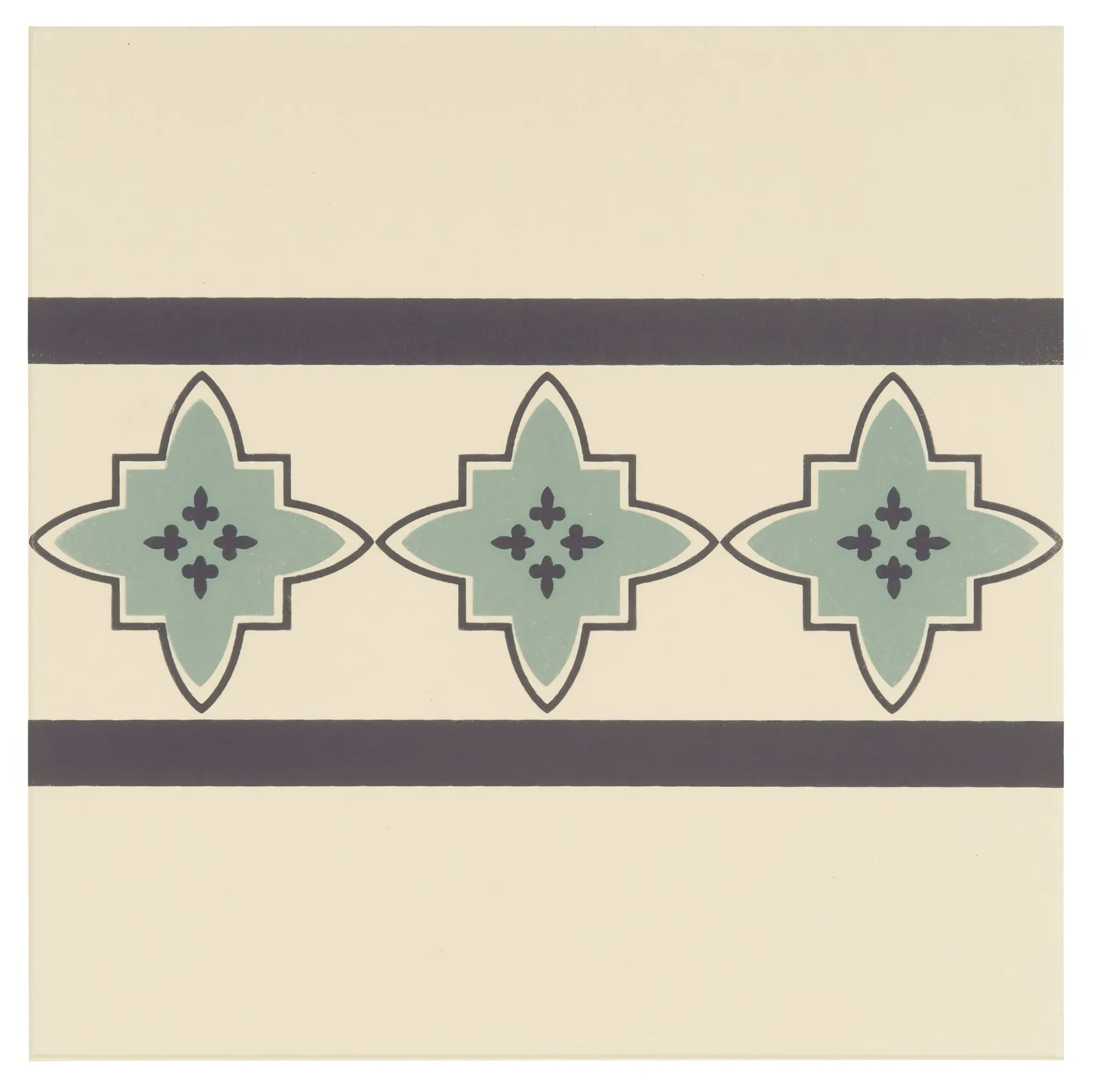 Marrakech Border Dark Blue and Dark Jade on White