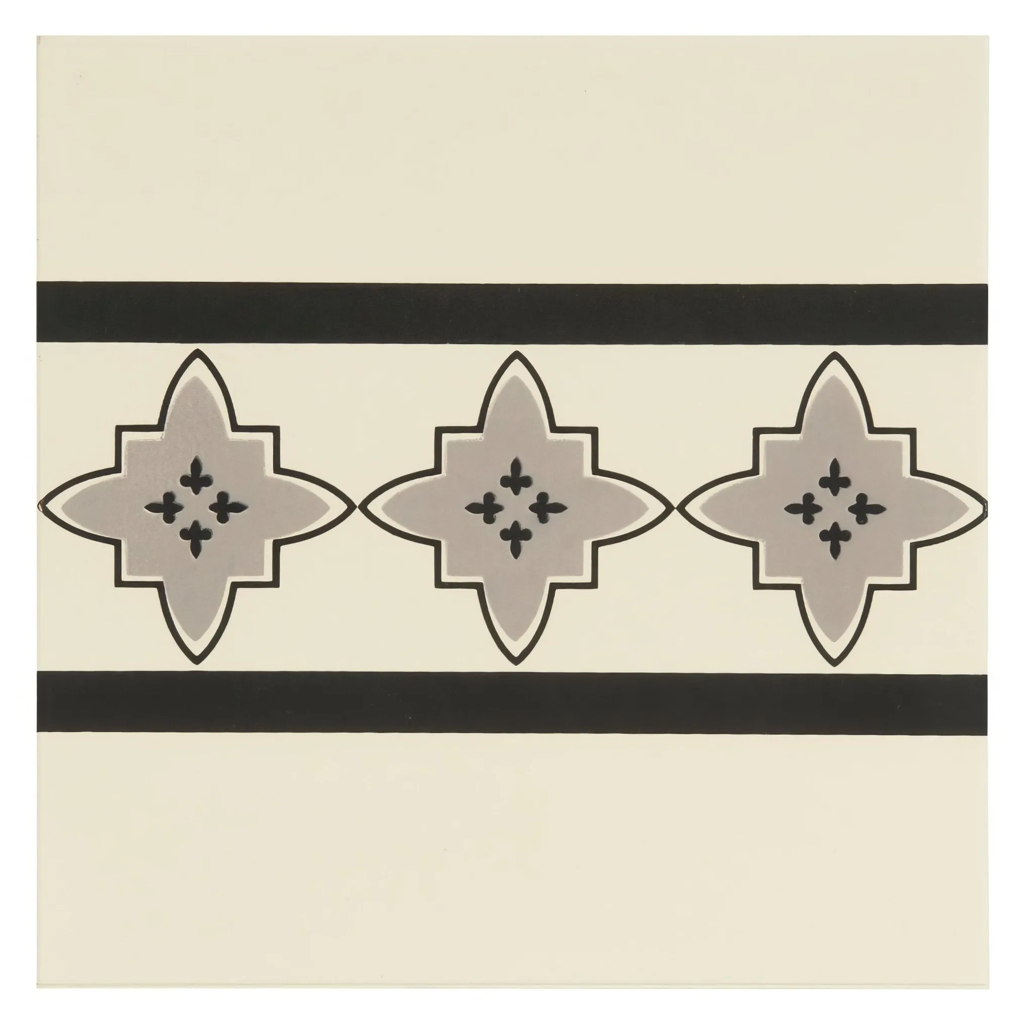 Marrakech Border Light Grey and Black on White