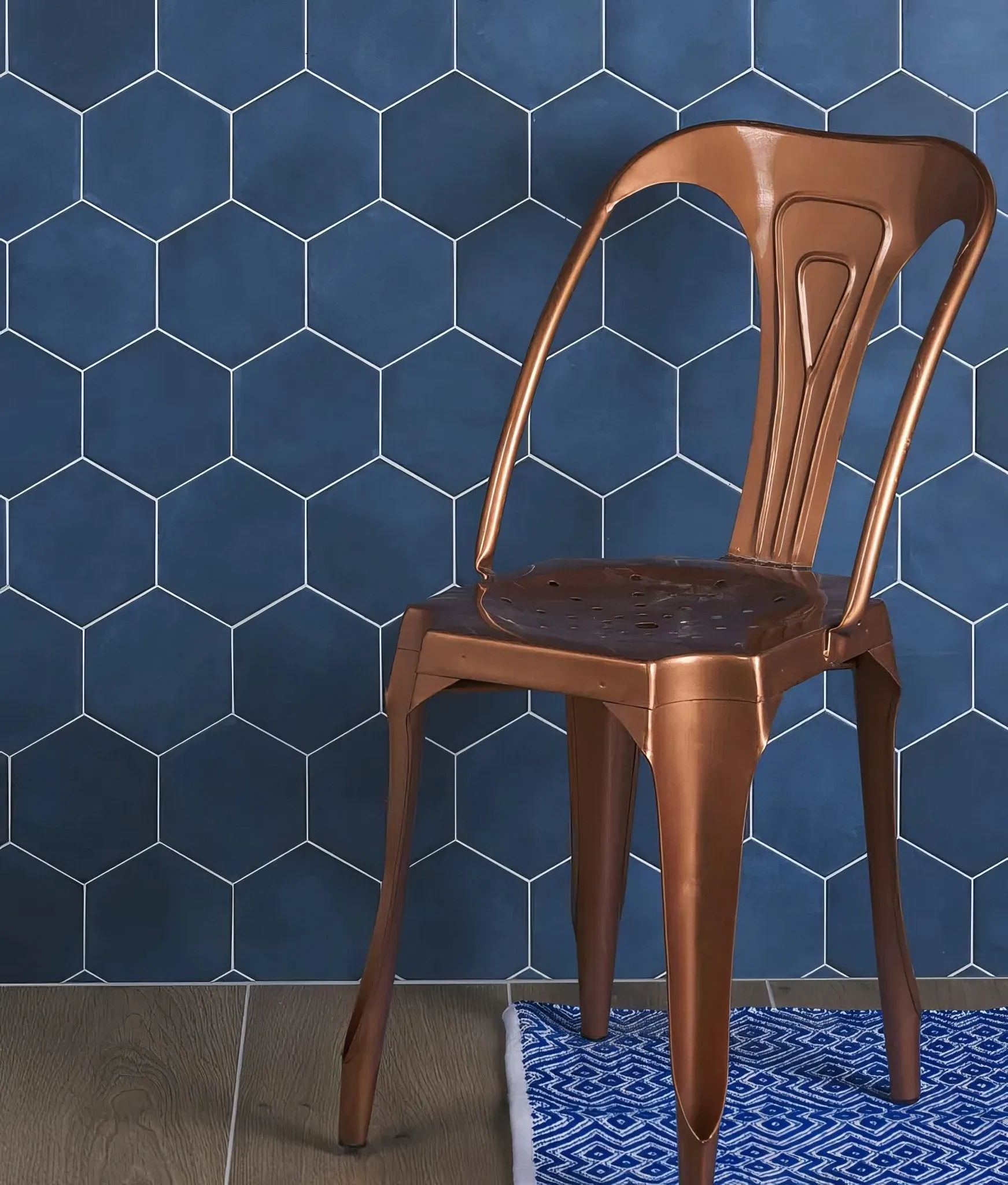 Medina Hexagon Porcelain Navy Blue