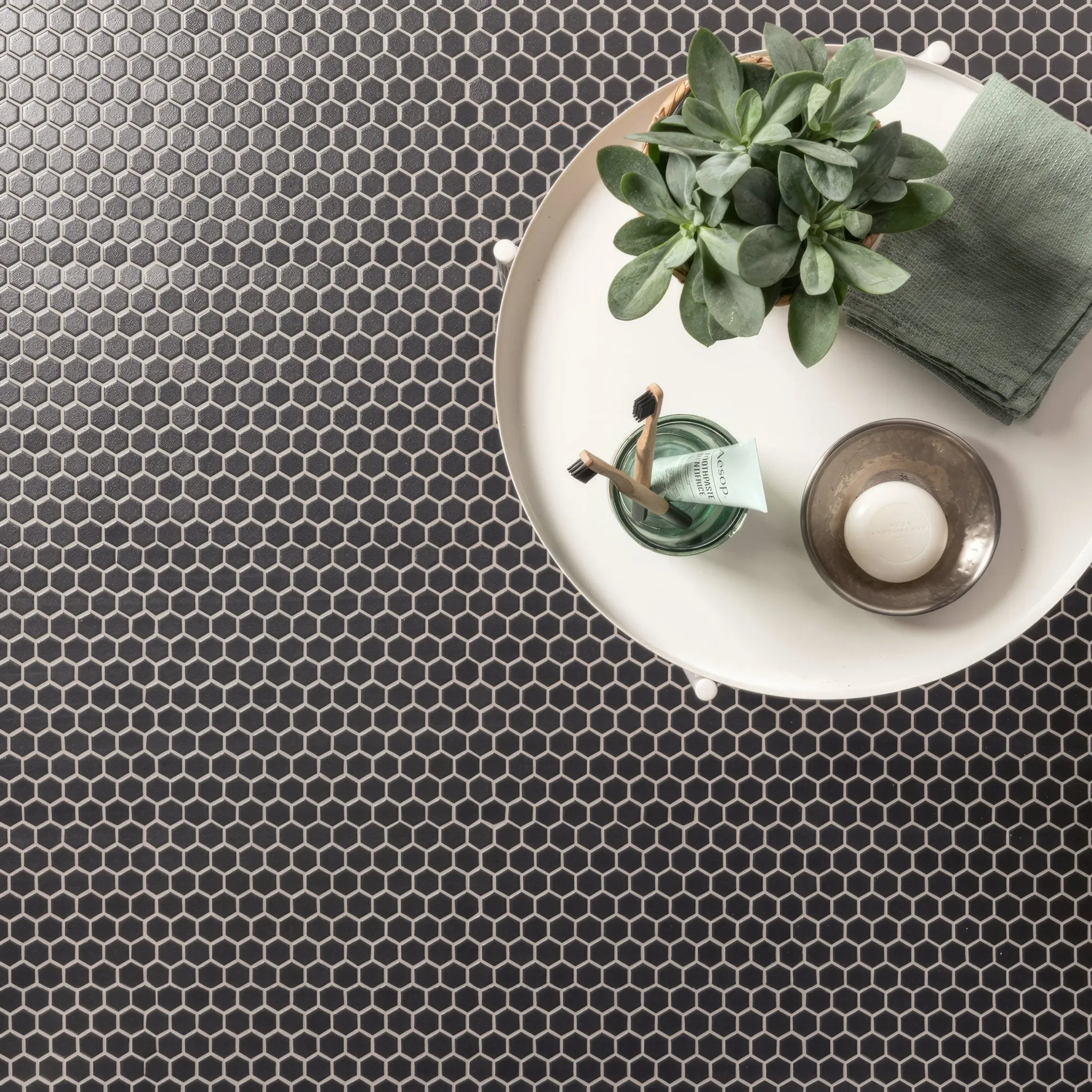 Mini Black Hexagon Slip Resistant