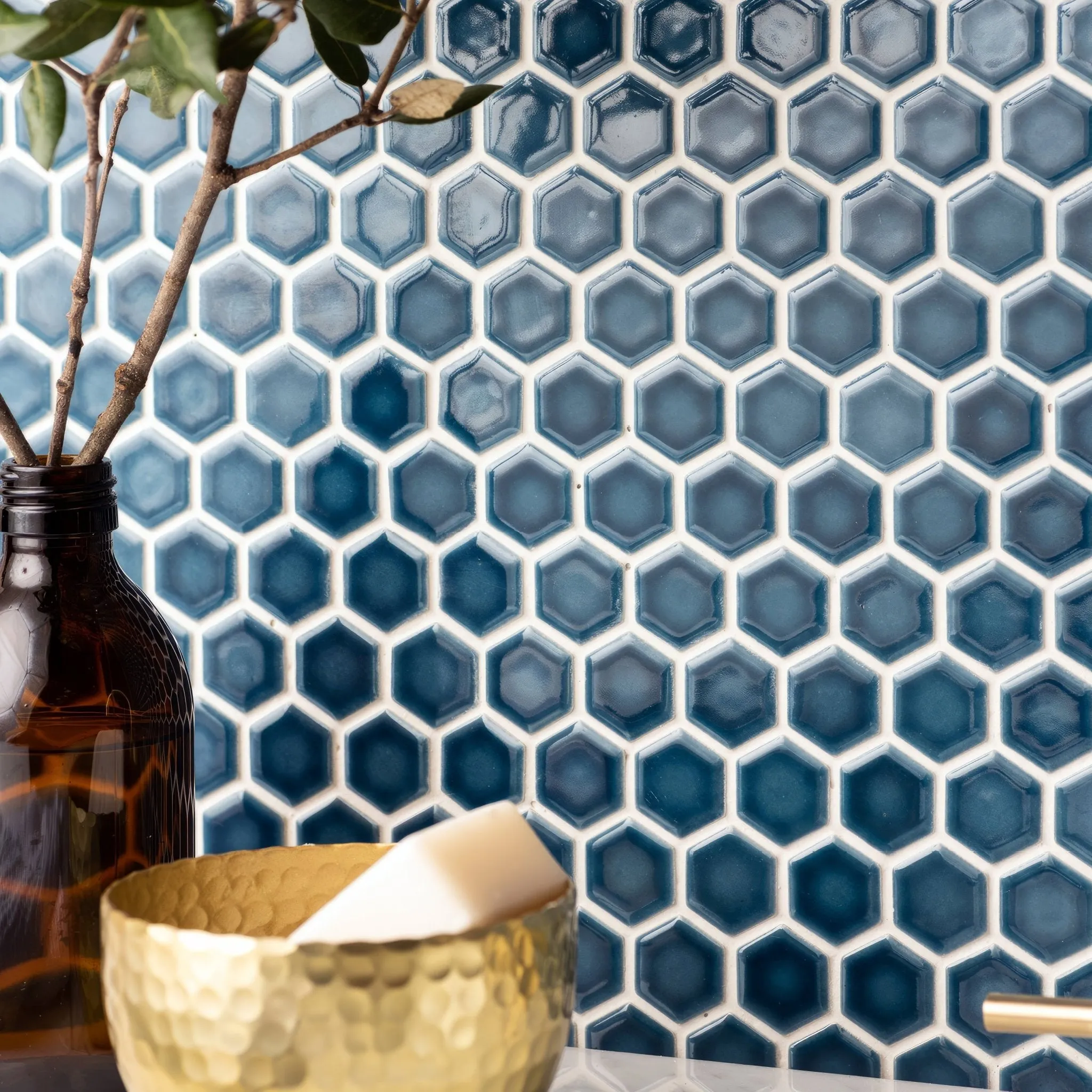Mini Blue Gloss Hexagon