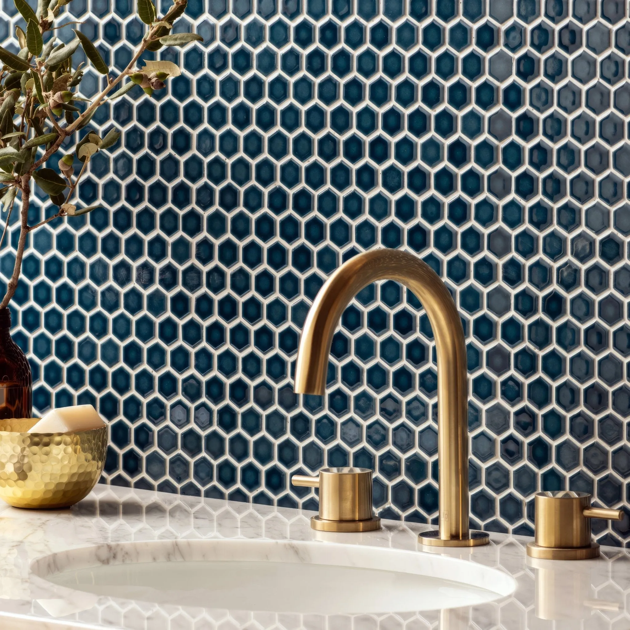 Mini Blue Gloss Hexagon
