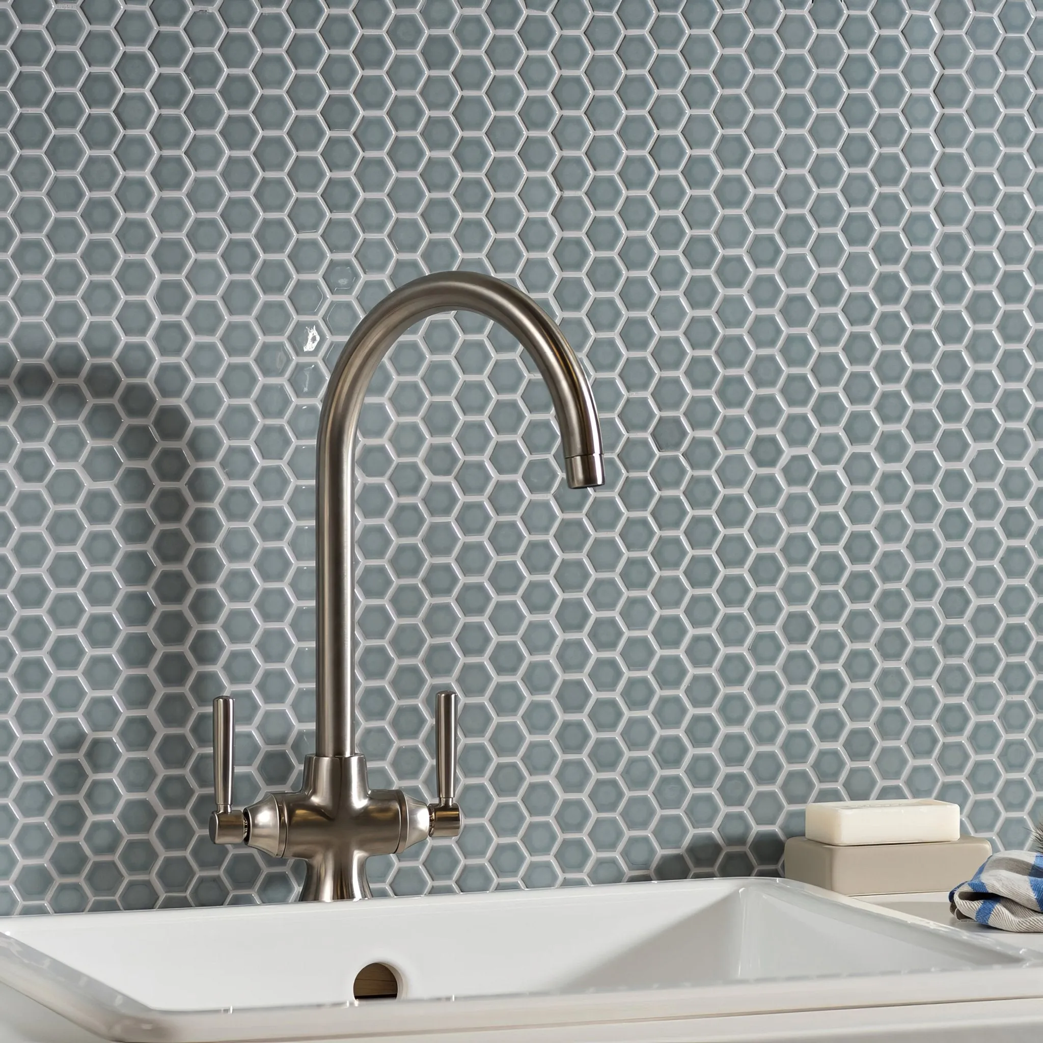 Mini Light Grey Gloss Hexagon