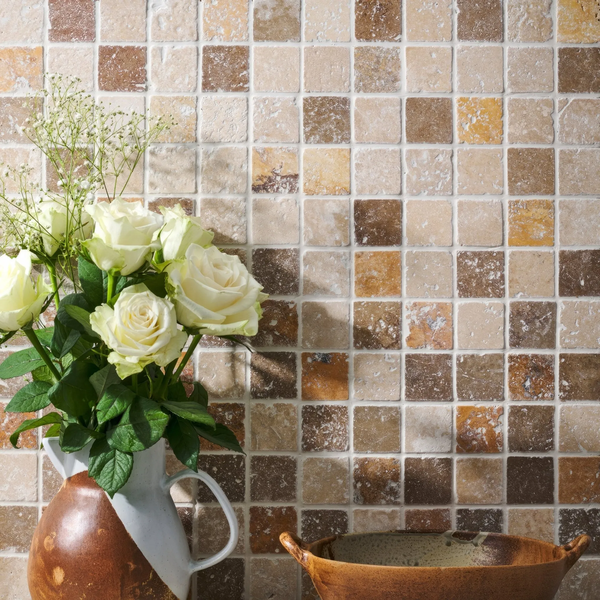 Mixed Travertine 4.8 Venetian Stone Mosaic