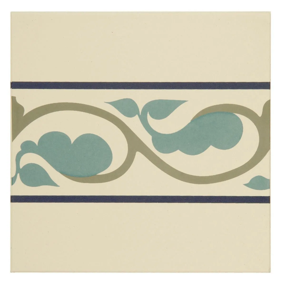 Moroccan Border Dublin, Dark Blue and Dark Jade on White