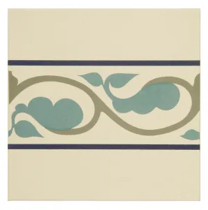 Moroccan Border Dublin, Dark Blue and Dark Jade on White