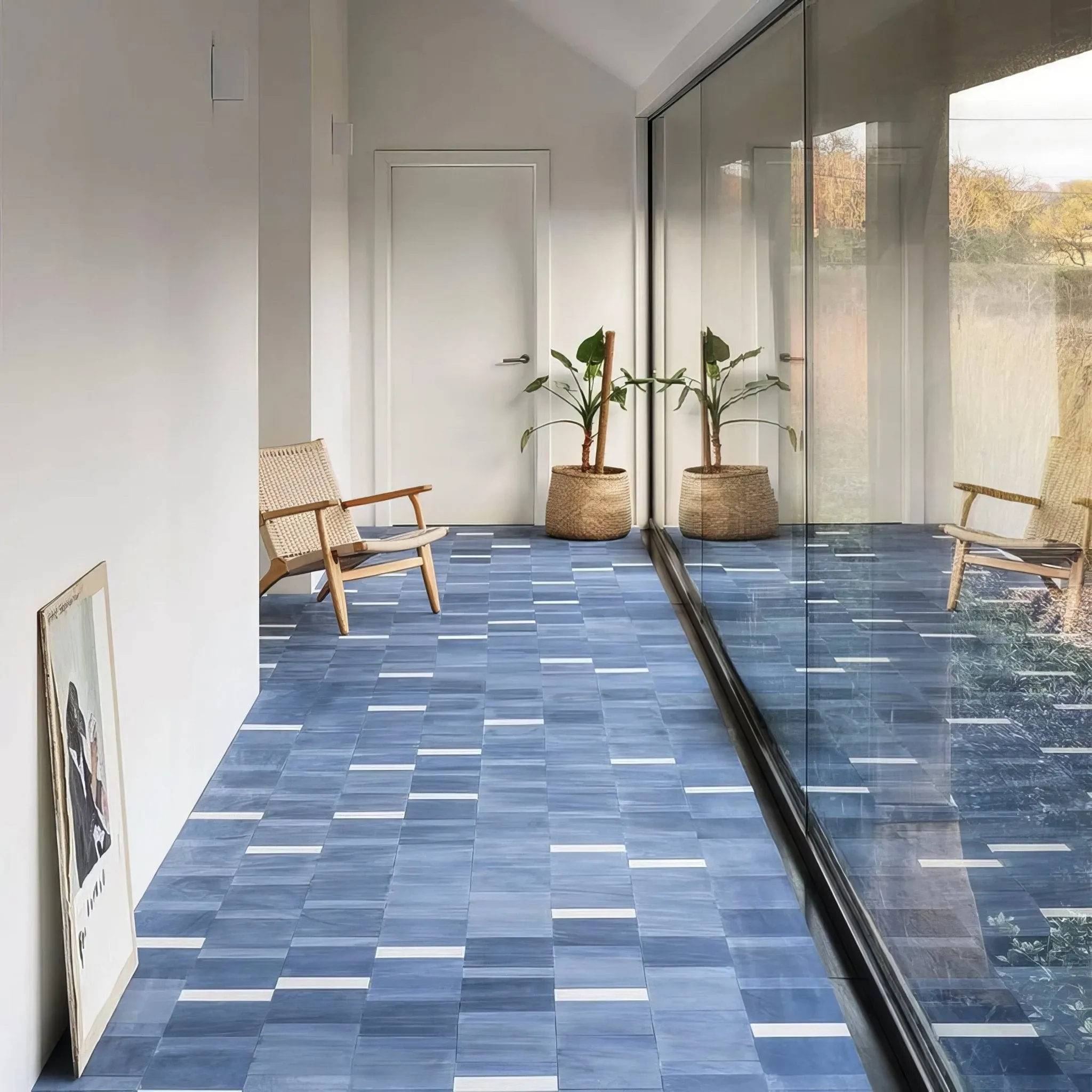 Navy Herringbone Tile