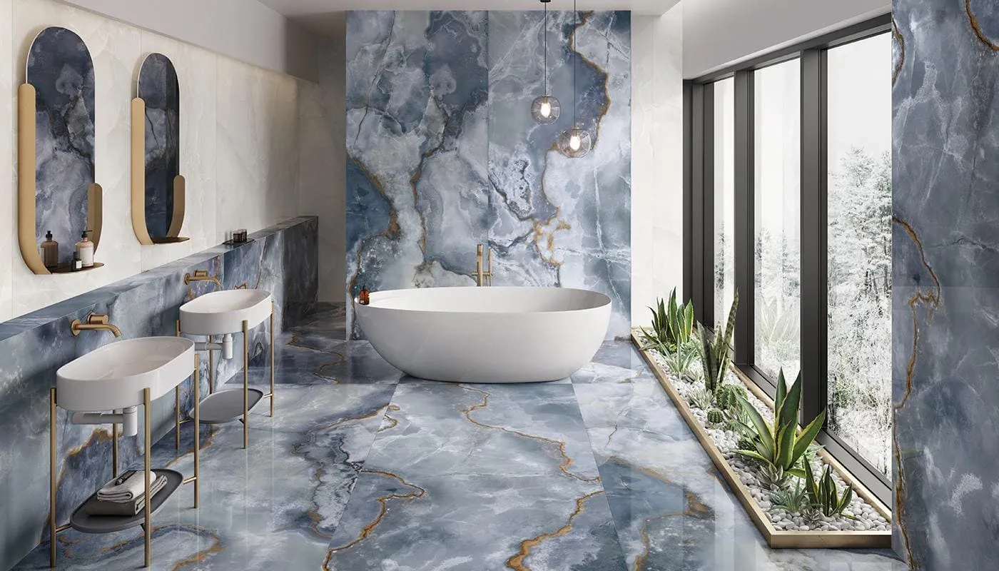 Onyx Blue in Polished and Matt Tiles