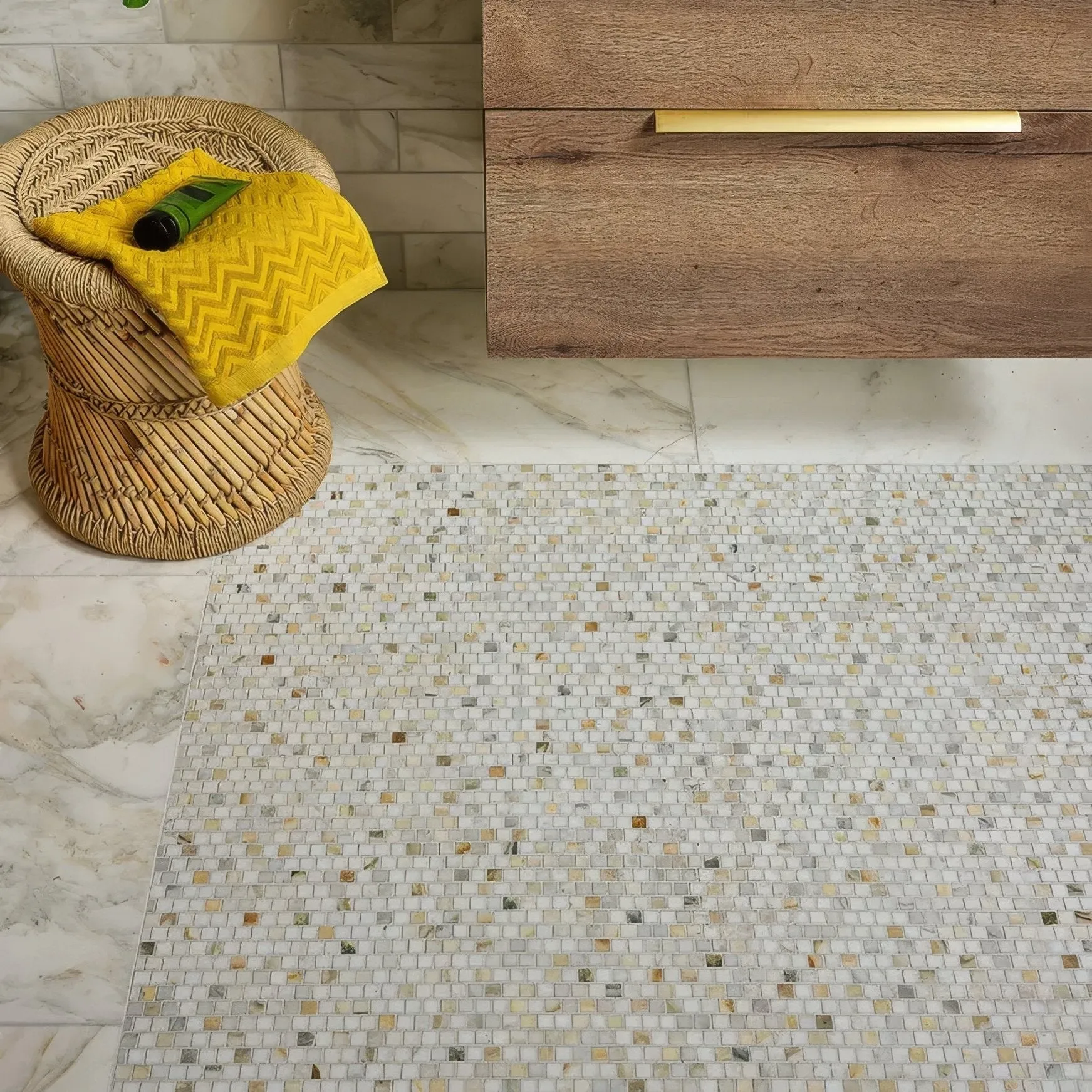 Palazzo Oro Marble Brickbond Square Mosaic