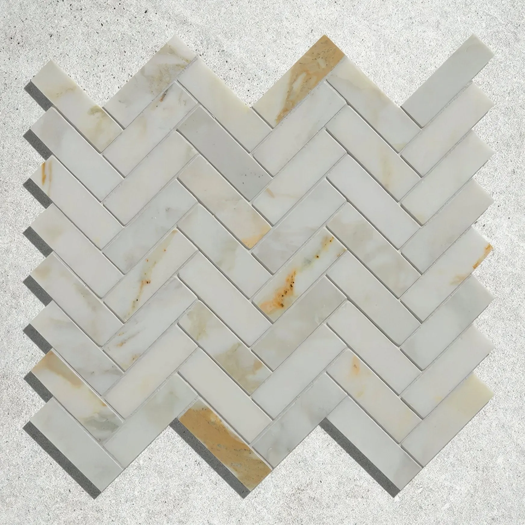 Palazzo Oro Marble Herringbone Mosaic