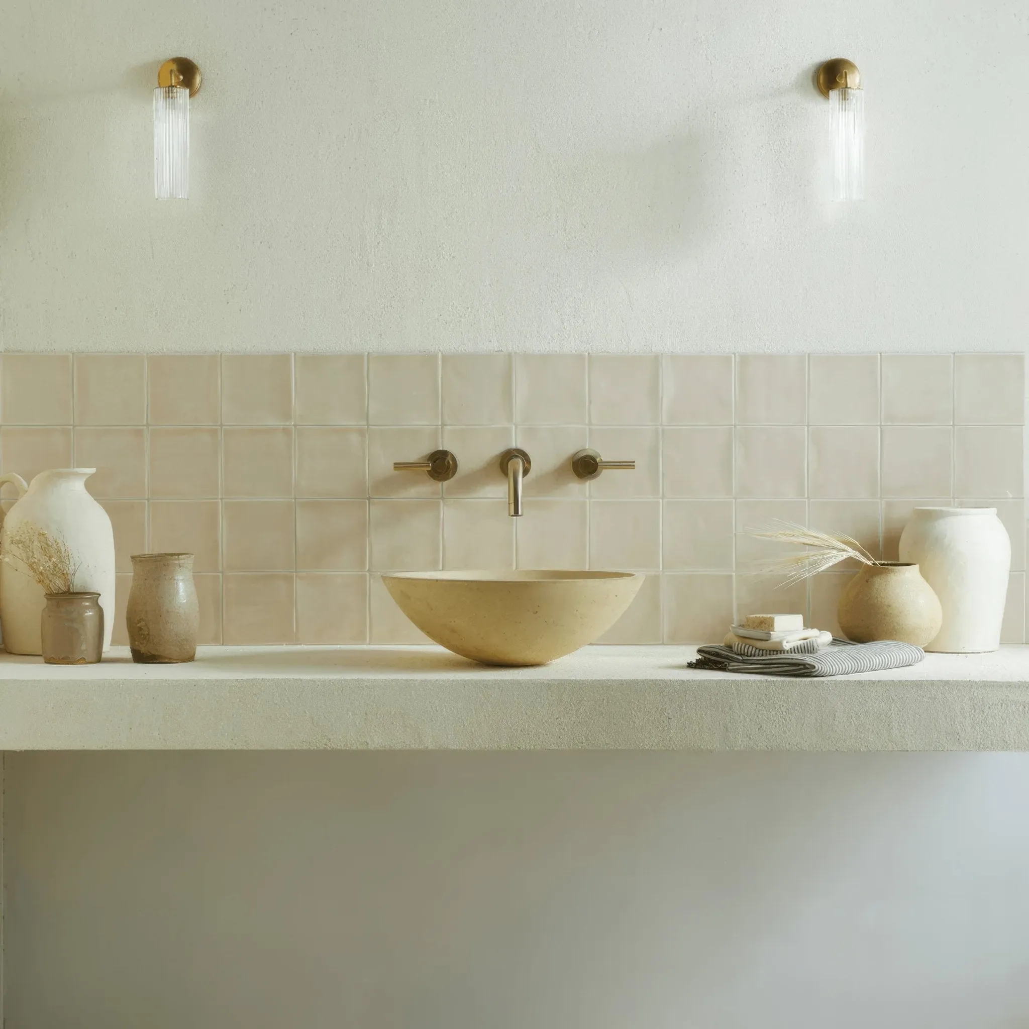 Pearl Pale Waterfall Glazed Square Tile