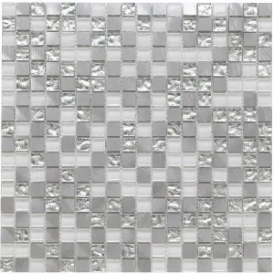 Platinum 136 Glass/Metal Mix Mosaic 15x15mm