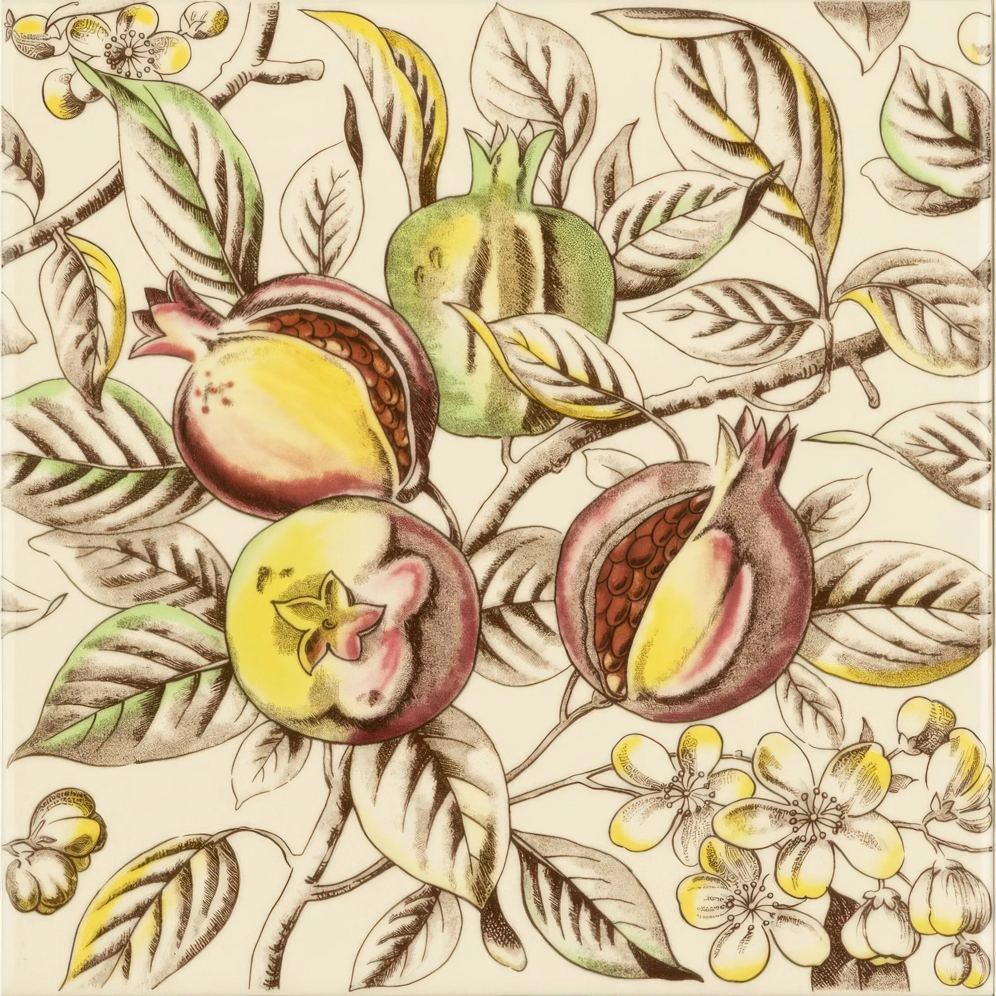 Pomegranate Continuous Patterns on County White
