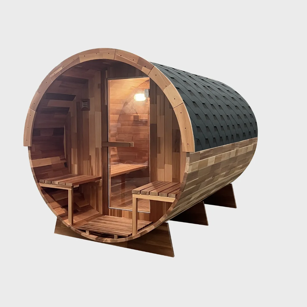 Rejuvenex - Outdoor Cedar Barrel Sauna with Porch