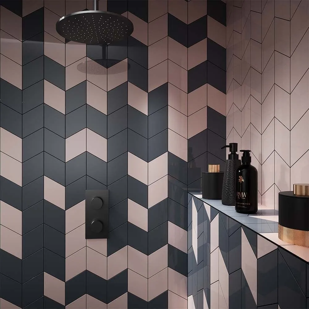 Rhomboid Pink Ceramic Wall Tile 152x263mm