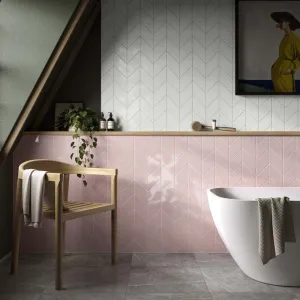 Rhomboid Pink Ceramic Wall Tile 152x263mm