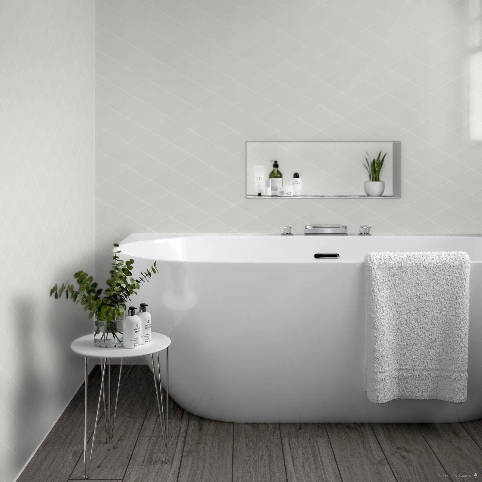 Rhomboid White Ceramic Wall Tile 152x263mm