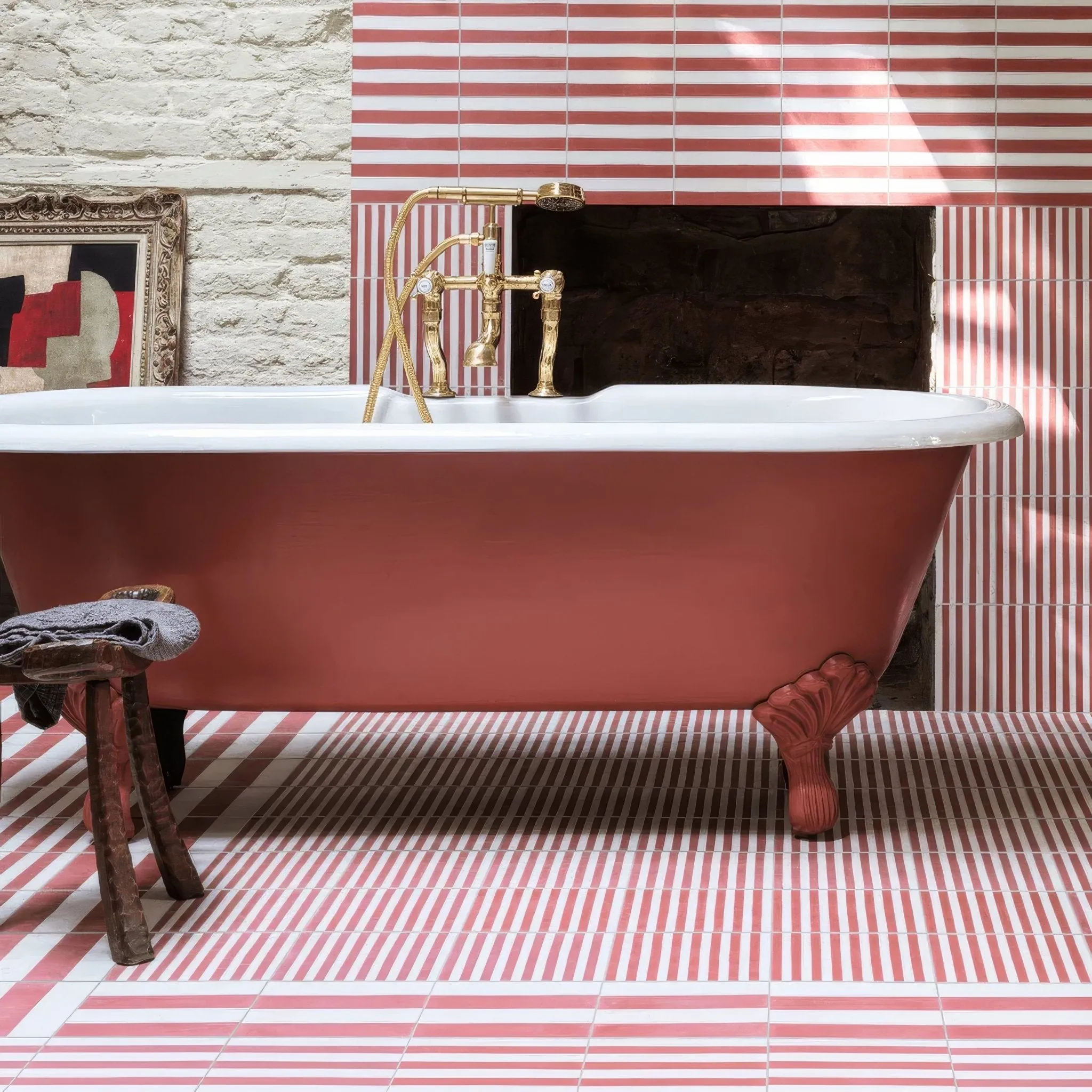 Rhubarb Wide Stripe Tile