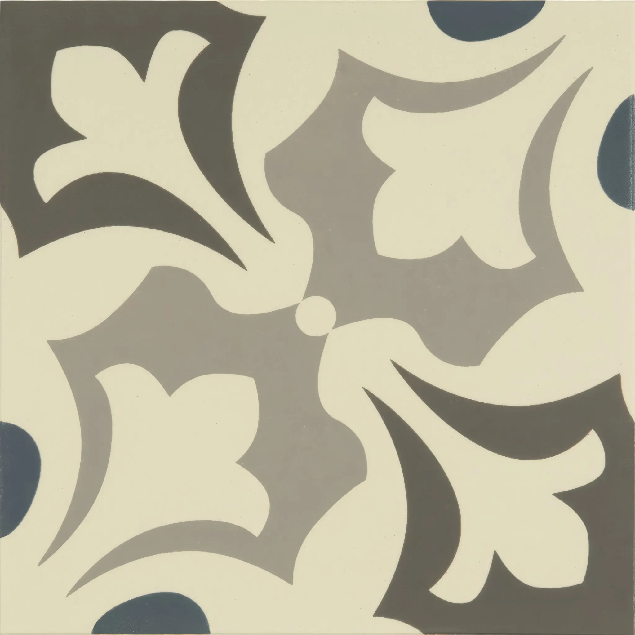 Rococo Light Blue, Light Grey and Dark Grey on White