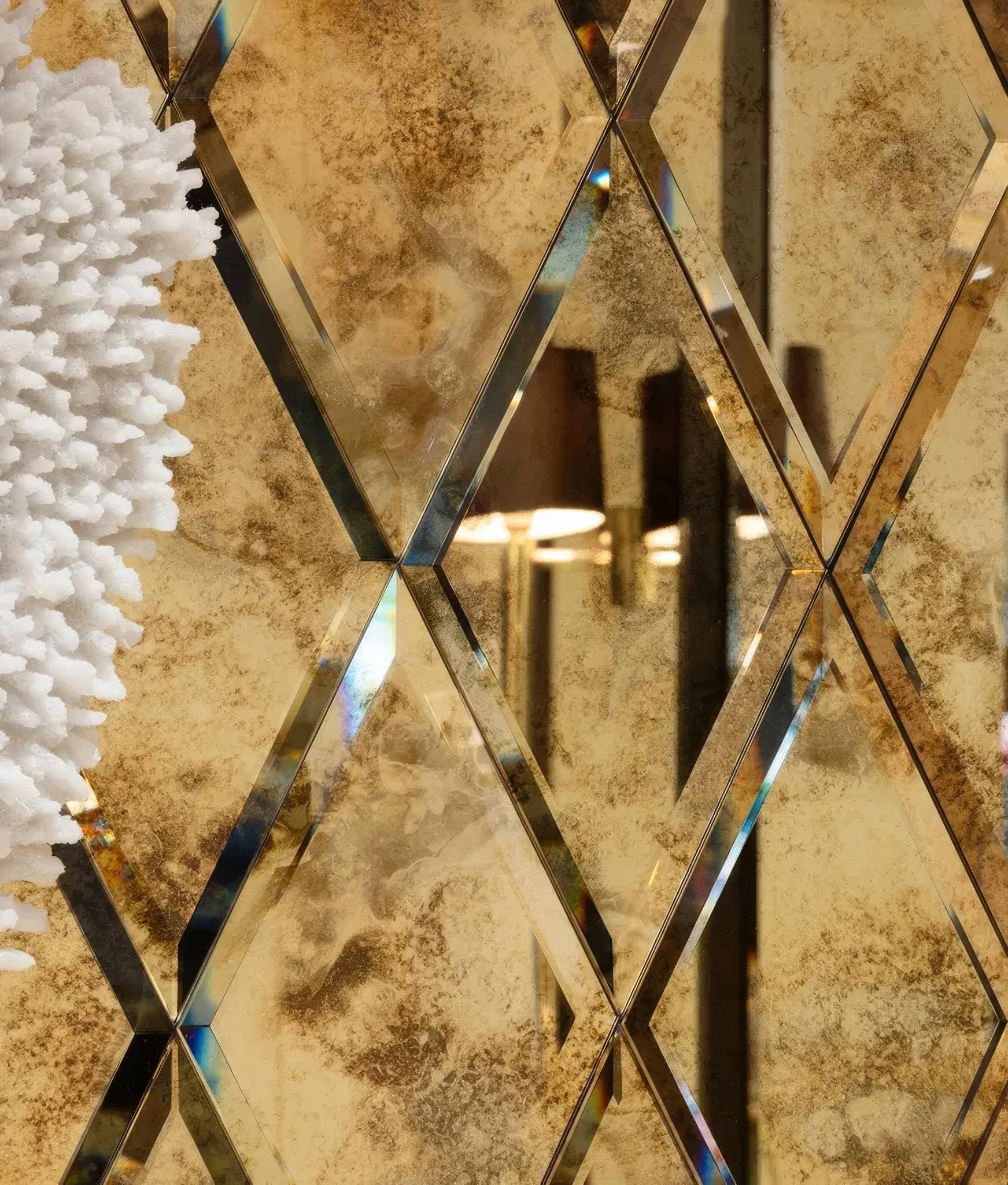 Rococo Mirror Diamond Glass Brass