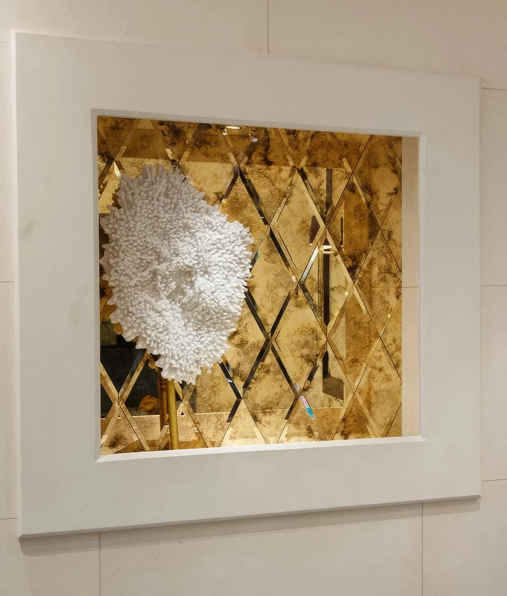 Rococo Mirror Diamond Glass Brass