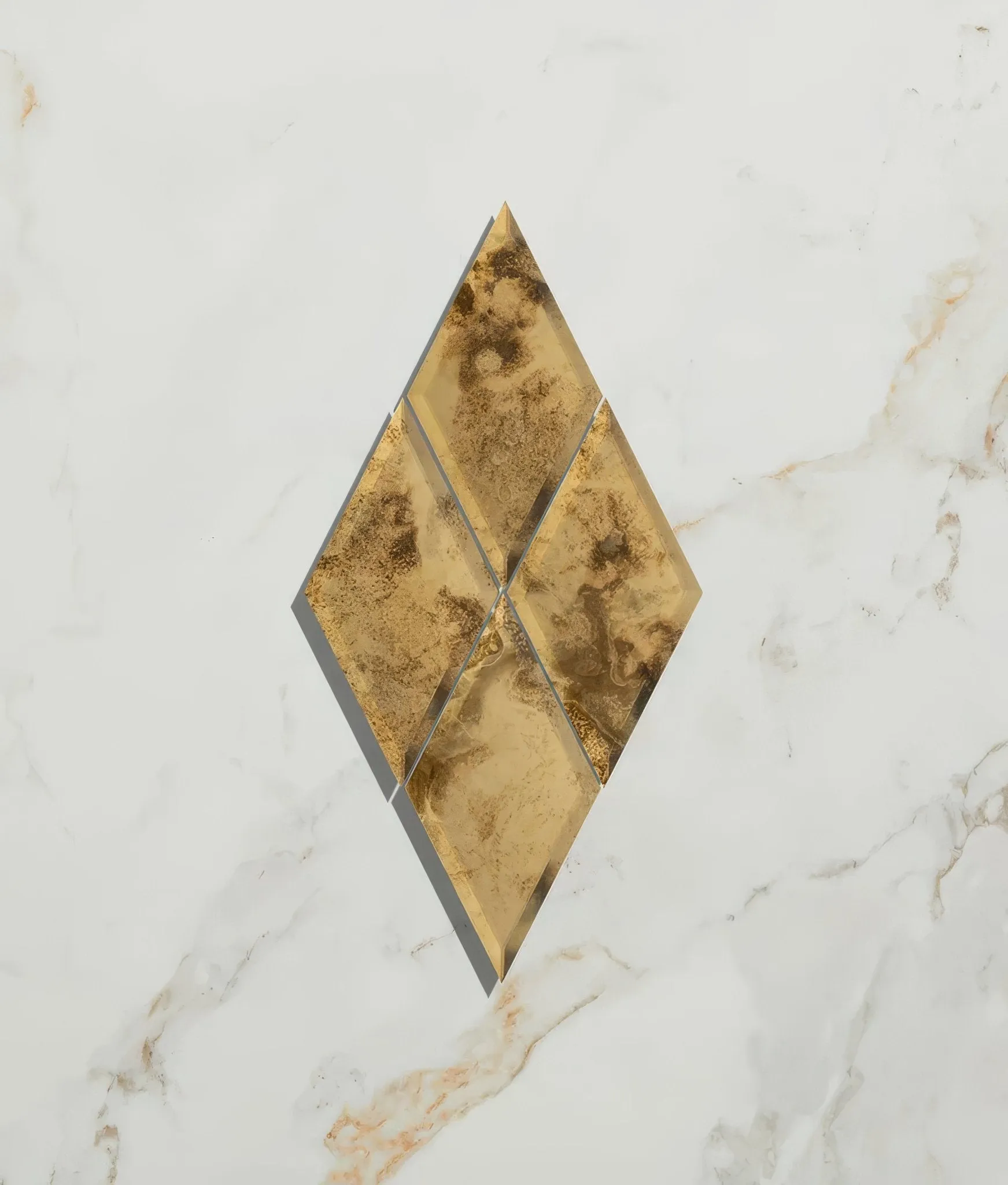 Rococo Mirror Diamond Glass Brass