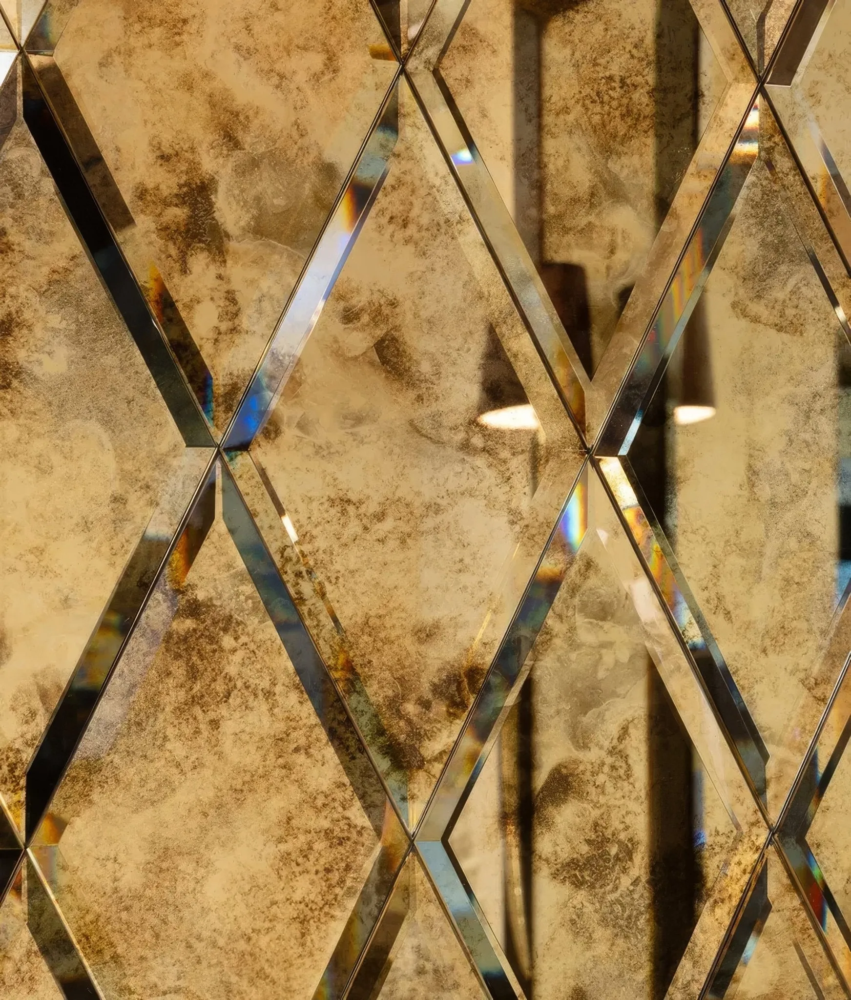 Rococo Mirror Diamond Glass Brass