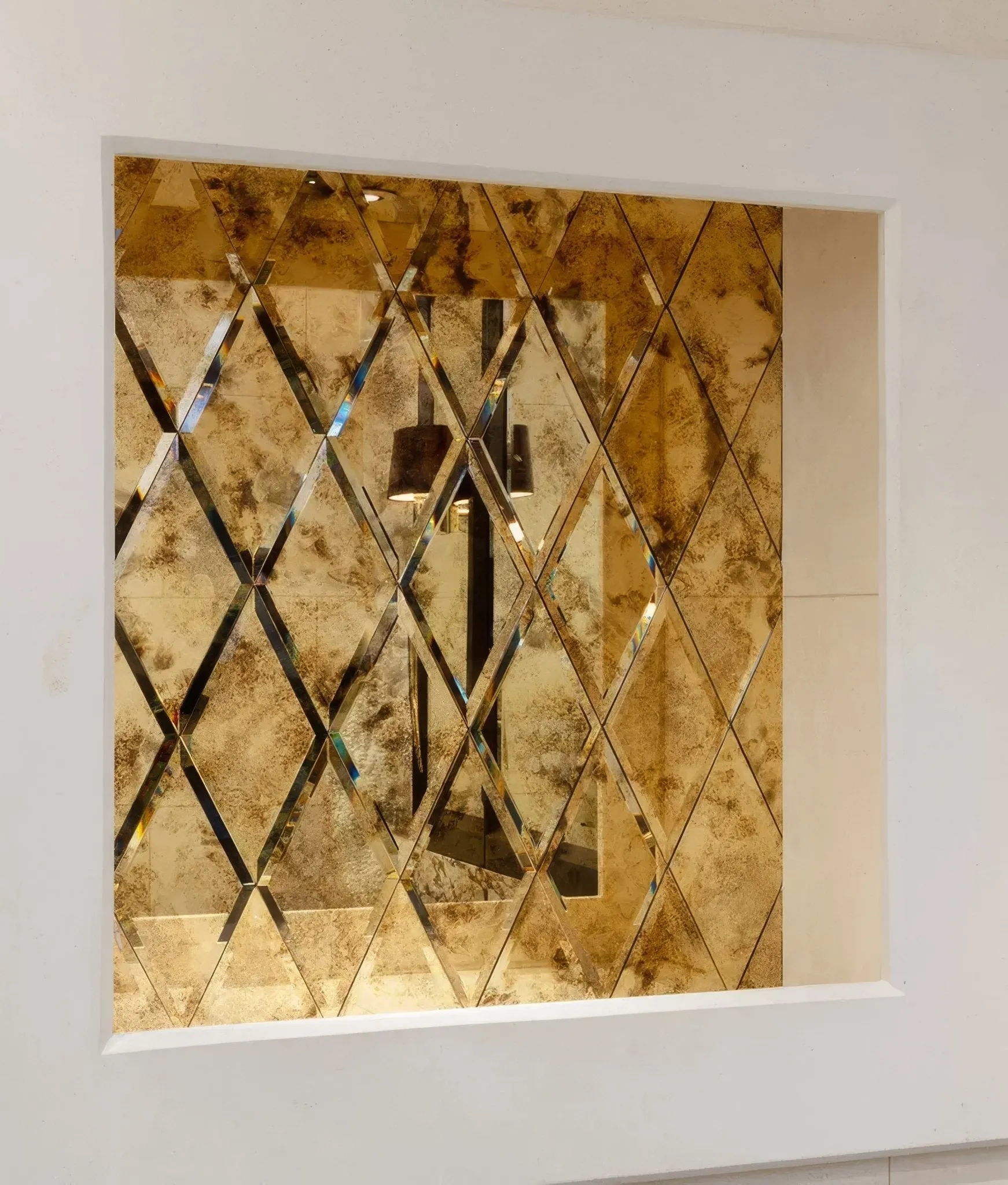 Rococo Mirror Diamond Glass Brass
