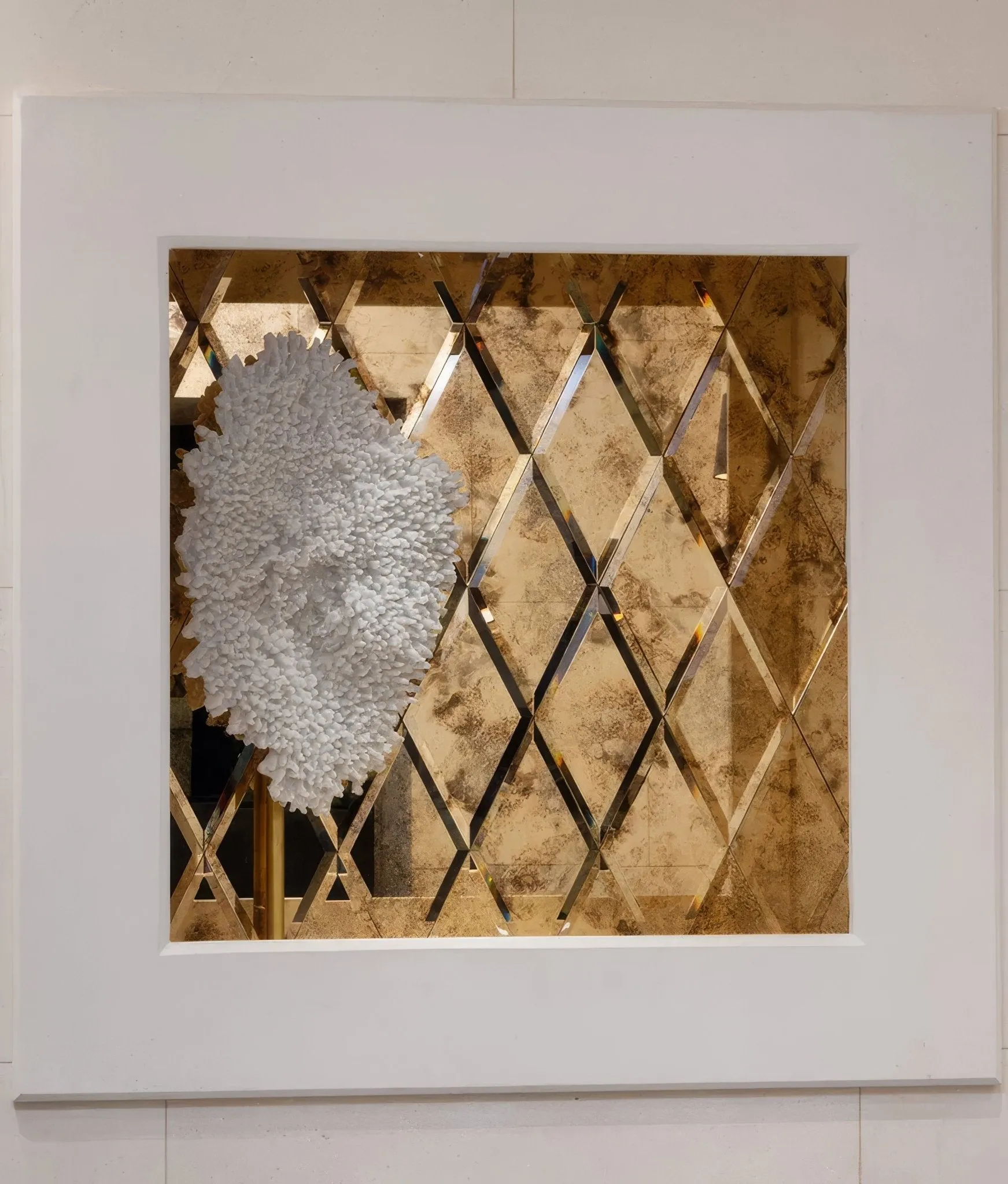 Rococo Mirror Diamond Glass Brass