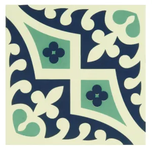 Romanesque Dark Blue and Dark Jade on White