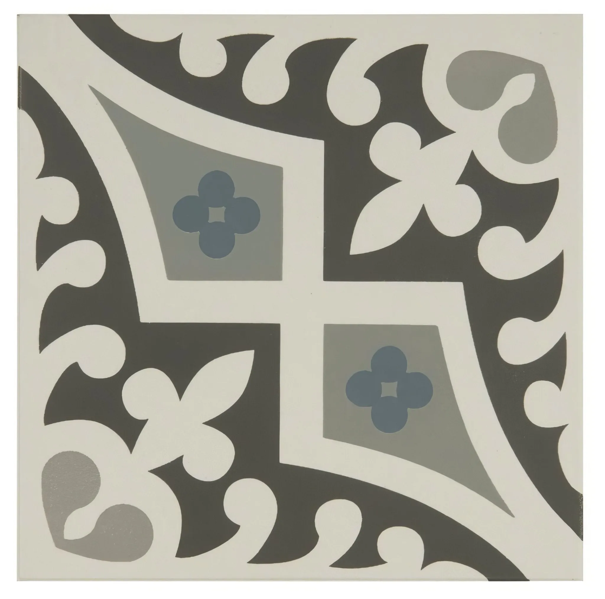 Romanesque Light Blue, Light Grey and Dark Grey on Dover White