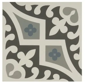 Romanesque Light Blue, Light Grey and Dark Grey on Dover White