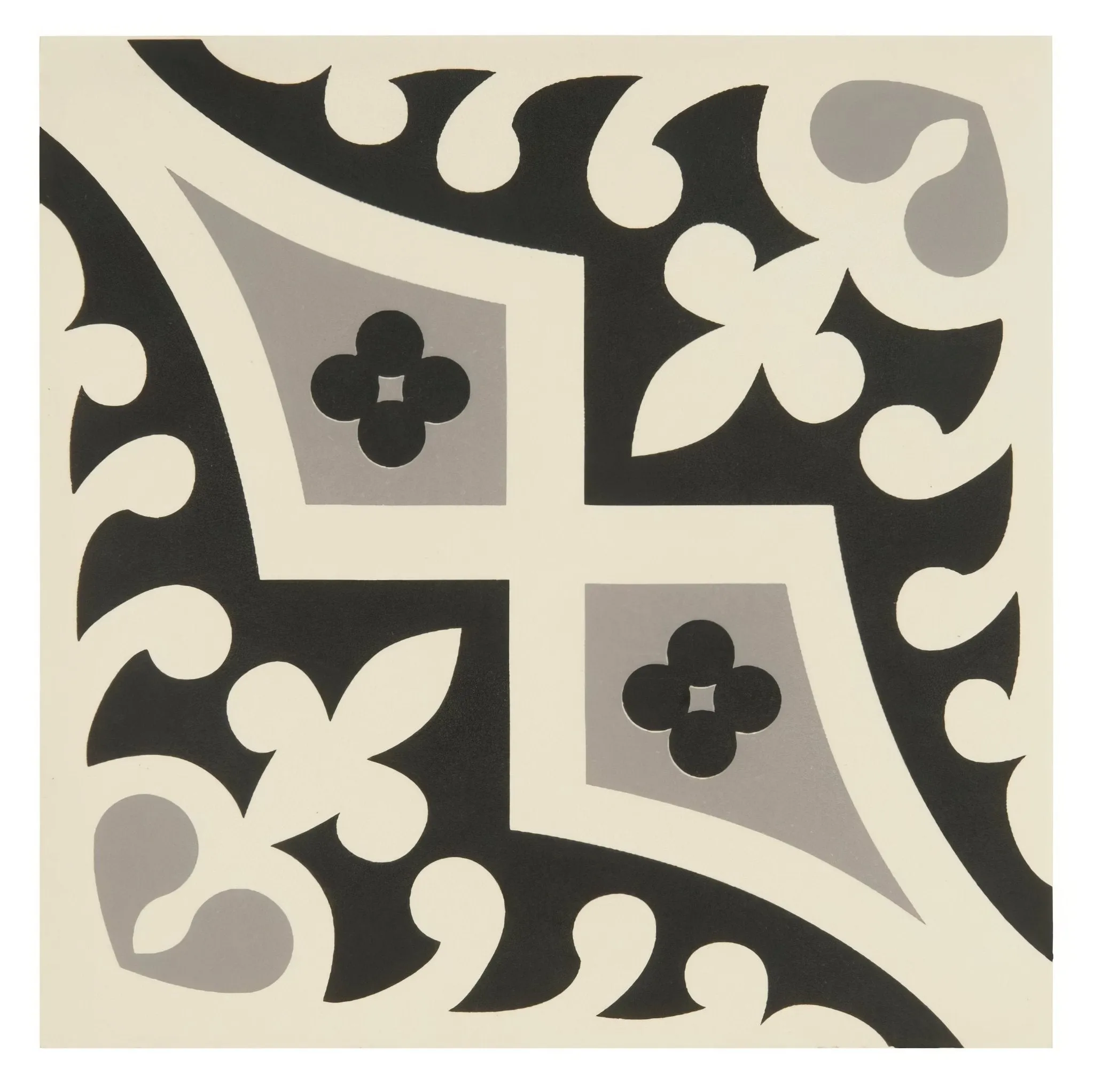Romanesque Light Grey and Black on White