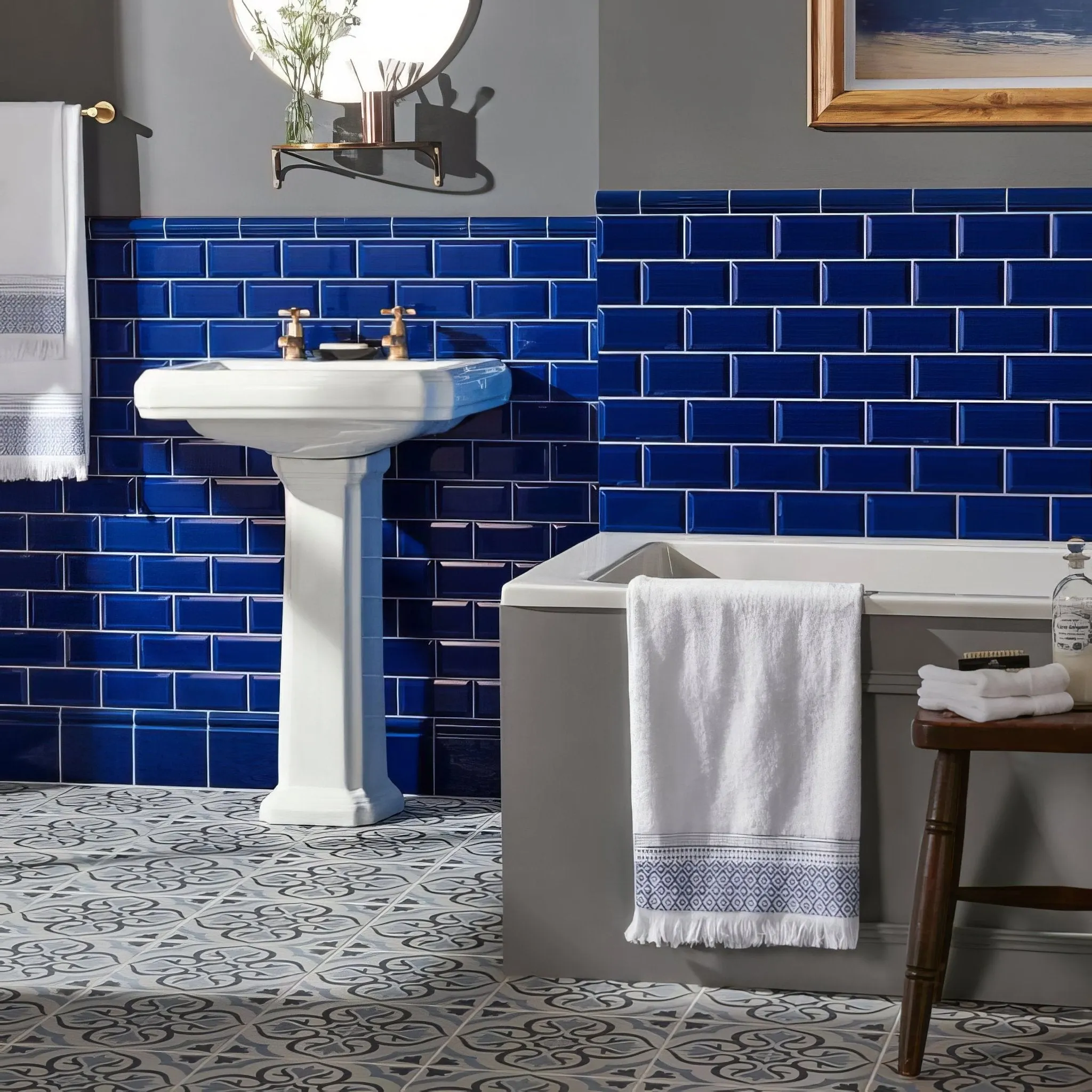 Royal Blue Metro Bevelled Tile
