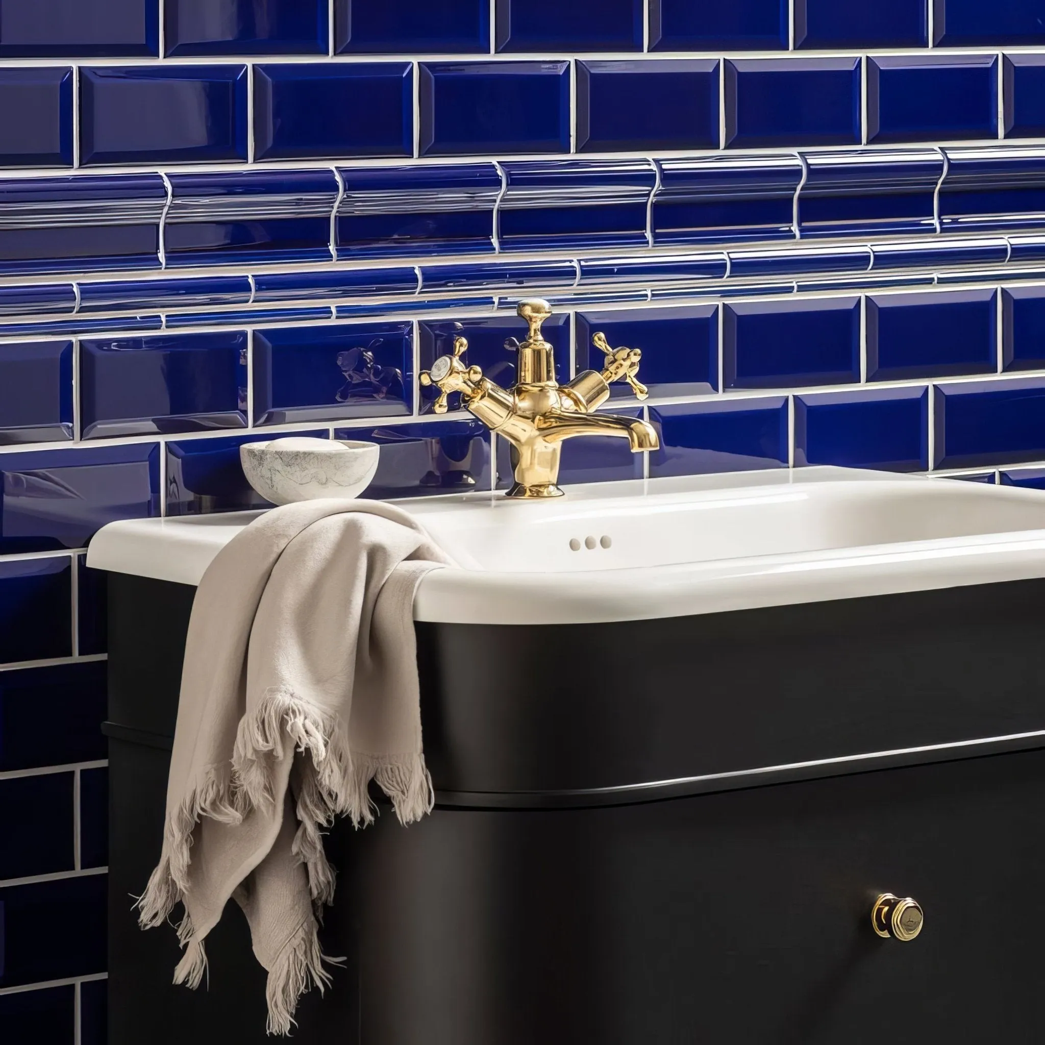 Royal Blue Metro Bevelled Tile